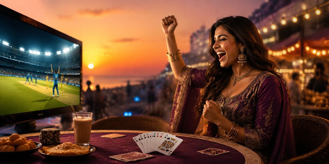 Chennai night market with Teen Patti poker players